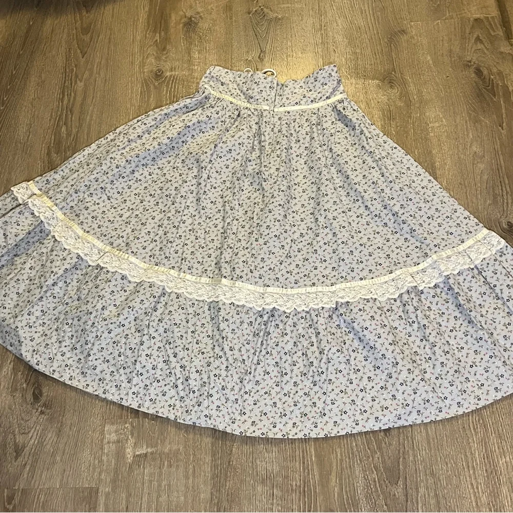 Gunne Sax Jessica McClintock Floral Lace Skirt Cottagecore Vintage Prairie midi - Picture 2 of 11